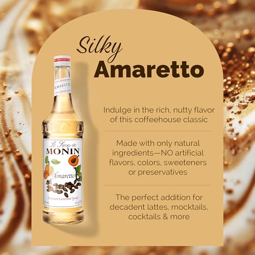 Image of Monin - Amaretto Syrup, Almond-Caramel Cookie Taste, Natural Flavors, Great for Coffees, Lattes, Cocktails, and Mocktails, Non-GMO, Gluten-Free (750 ml)
