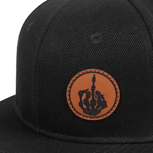 Image of Flat Brim Hats for Men - Gothic Style Skull Hat Leather Pattern - Hip-Hop Snapback Hat Skeleton Hats for Men