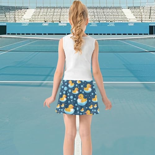 visesunny Girl's Golf Skirt Athletic Little Yellow Duck Drops Tennis Skort Sport Activewear with Double Layer Pockets3