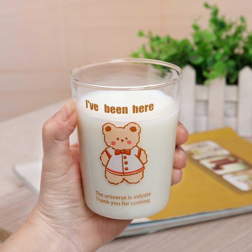 2PCS kreskówka szklana kubek uroczy brązowy niedźwiedź kawa ręcznie robione przezroczyste herbatę whisky szklany kubek piwo para filiżanek ze słomy Prezenty