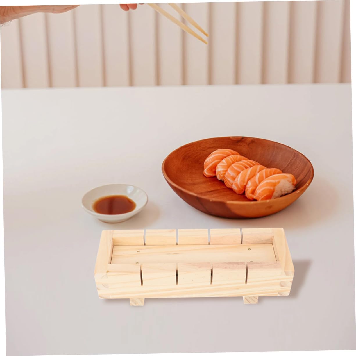 2pcs Wooden Sushi Mold Sushi Press Molds for Easy Homemade Rice Roll Making Tool for Beginners Accessory for Japanese Cuisine