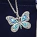 COLORFUL BLING 1Pcs Beautiful Alloy Rhinestone Butterfly Long Necklaces Fashion Enamel Butterfly Necklace for Women（blue）