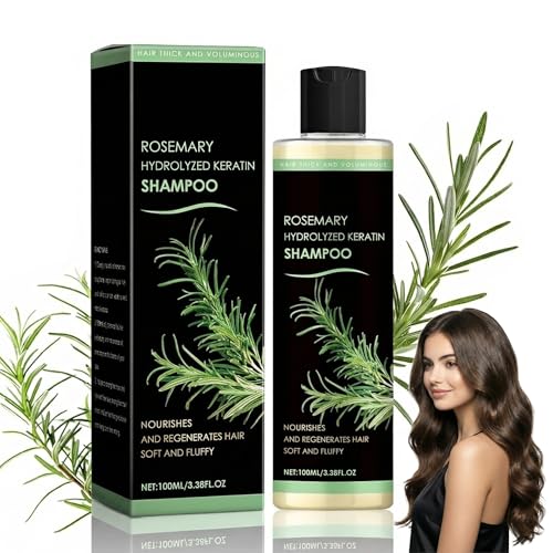 Rosemary Hair Growth Shampoo, Rosemary Hydrolyzed Keratin Shampoo for Thinning Hair – Strengthening & Volumizing Formula – Promotes Thicker Hair for Men & Women – Repairs Damaged – 100ml