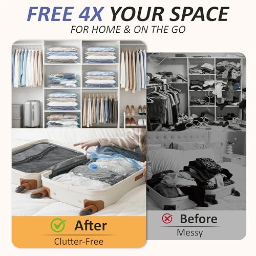 Image of Cozy Essential Travel Vacuum Storage Bags with Rechargeable Cordless USB Pump, Space Saver Bags for Luggage, Suitcase, Carry-On, for Clothes, Blankets, Bedding & Seasonal Storage,15 Combo