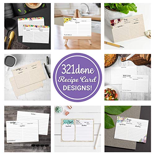 321Done Recipe Cards (Set Of 50) 4" X 6" Large White - Black And White Minimalist For Weddings, Bridal Shower - Double-Sided - Made In Usa #TOP7