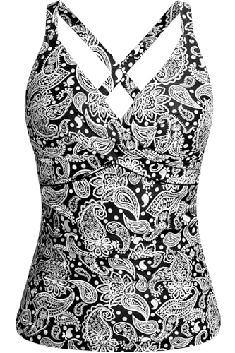 Image of Women Underwire Tankini Top Only - Twist Front V Neck Bathing Suit Swim Top Tummy Control Cross Swimsuit 2026