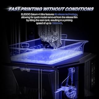ELEGOO Saturn 4 Ultra Resin 3D Printer, 10-Inch 12K Mono LCD, WiFi-Transfer, Intelligent Detection,150mm/h High Speed Printing, Smart Automatic Levelling, Large Printing Size 218.88x122.88x220 mm³