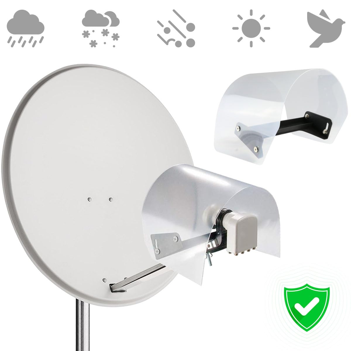 GSS LNB protezione dalle intemperie per 2 LNB, protezione dalle intemperie, protezione LNC da pioggia, grandine e neve, protezione LMB per parabola satellitare, copertura LNB