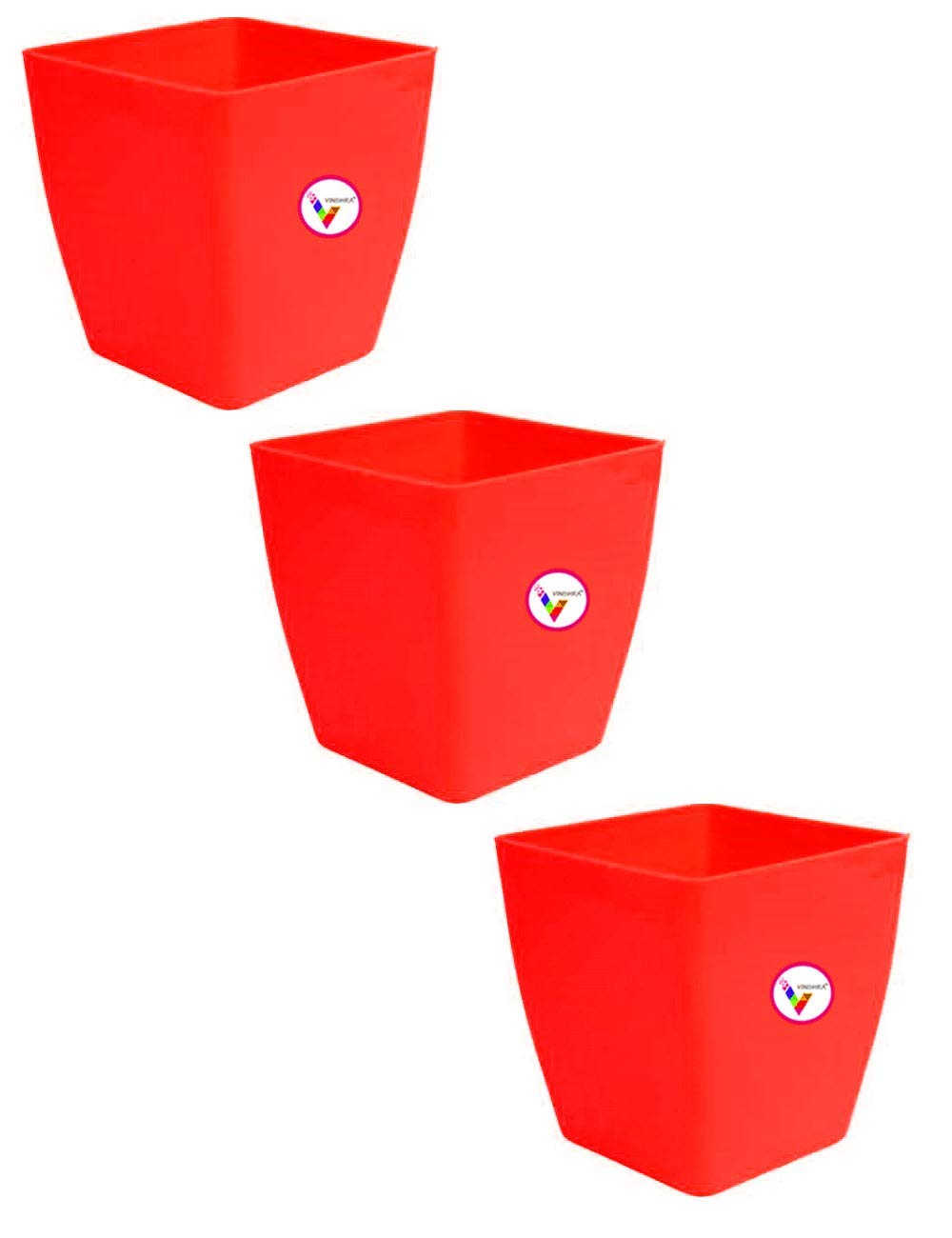 VINSHRA Pearl Square Plastic Flower Pot, Red, 5 Inch, 3 Pieces (B07WT1H1D6) Amazon Price History, Amazon Price Tracker