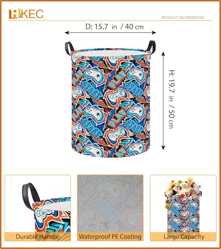 Image of 19.7 inch Laundry Basket,Dirty Clothes Hamper,Waterproof Storage Bin,Room Decor,Gift Baskets,Nursery Hamper(Game)