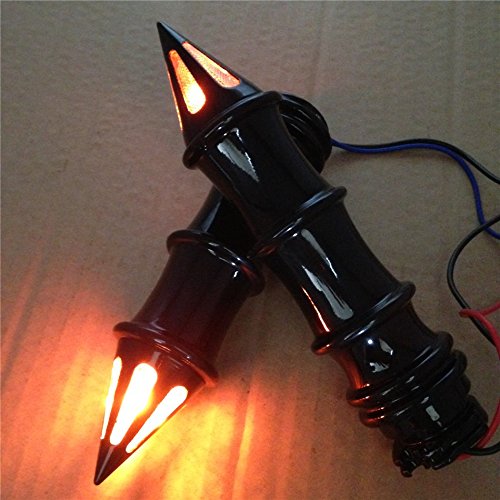 Httmt Mt291-017-1-Bk Black Spike Hand Grips Turn Signals Compatible With Harley Davidson Customs Dyna Softail 1 Inch #TOP1