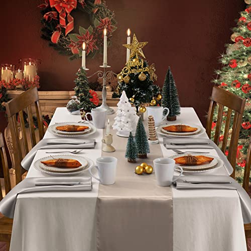 Cobedzy 12 Pack Taupe Satin Table Runners, 13 X 72 Inch Silky Wedding Table Runner, Luxury Table Runner Decorations For Birthday Holiday Party Banquet #TOP2