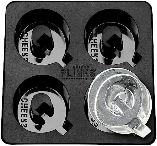 DRINKSPLINKS Q Silicone Ice Cube Tray - Large Ice Cube Molds with the Letter Q - Reusable Old Fashioned Cocktail Ice Molds for Ice Buckets for Parties, Wine, Champagne & Personalized Cocktail Glasses