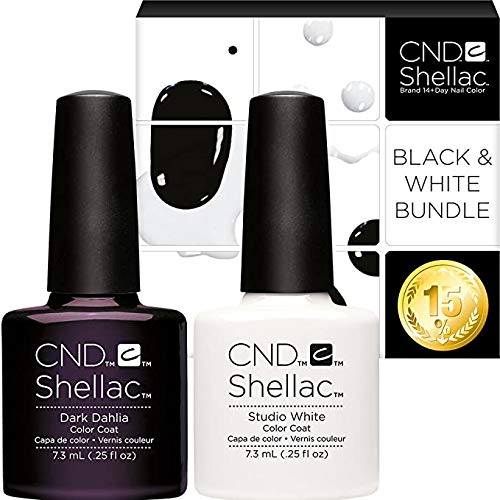 CND Shellac Colour Set – Black & White Bundle Pack of 3 – 2 Colours