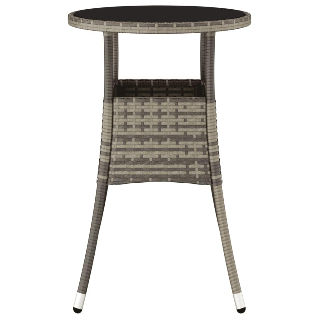 Mesa de jardín de 60 x 75 cm de polirratán gris con cristal templado, marco de acero pulverizado, resistente a la intemperie, ahorra espacio, ideal para balcón, terraza, jardín de invierno y