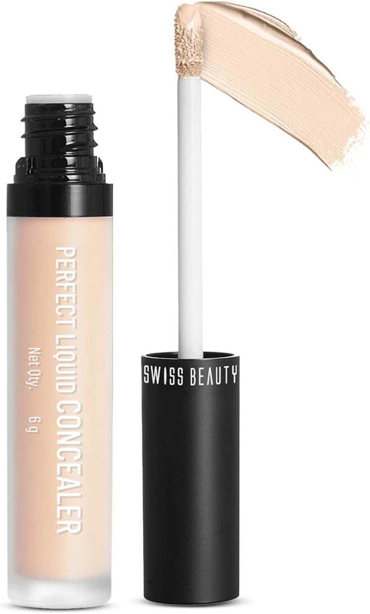 Swiss Beauty Liquid Light Weight Concealer With Full Coverage |Easily Blendable Concealer For Face Makeup With Matte Finish | Shade- Creamy Beige, 6g