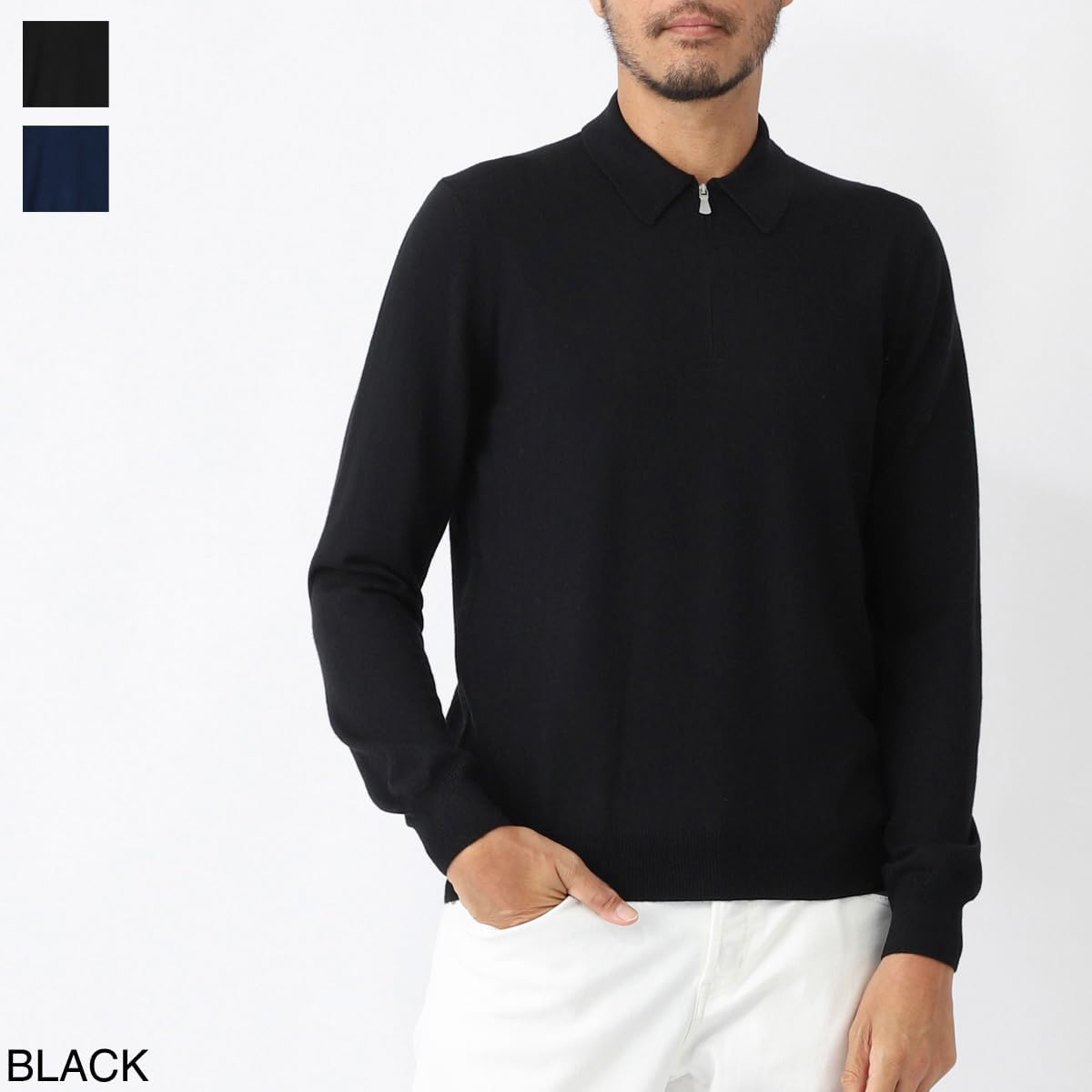 Gran Sasso グランサッソ 長袖ニットポロシャツ【大きいサイズあり