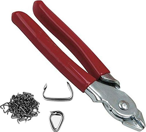 Super Deal Product Red straight Hog Ring Pliers Set& 100 Galvinized Hog Rings- For Upholstery Installation Kit car auto Seat cover heater cooler
