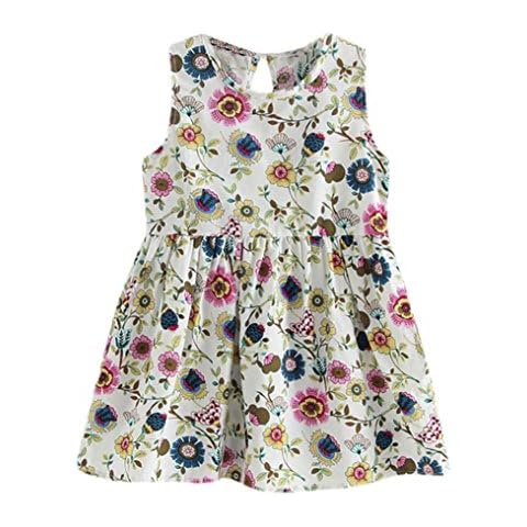 Toddler Girls Dresses,Deloito Infant Baby Girls Print Sleeveless Dress,Baby Girl Fashion Princess Tutu Flower Sundresses Summer Party Wedding Sleeveless Dresses Outfits Clothes (Multicolor#1, 100(3T)) Cover