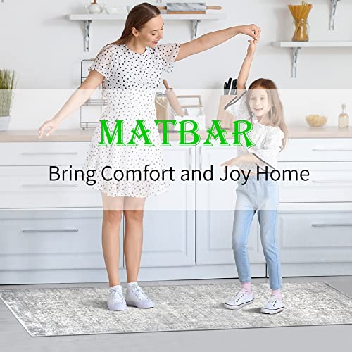 Matbar 2 X 6 Ft Runner Hallway Rug Non Slip Washable Extra Long Laundry Room Rug Runner Grey Soft Laundry Room Mat Low Pile Indoor Runner Rugs For Entryway Bathroom #TOP6