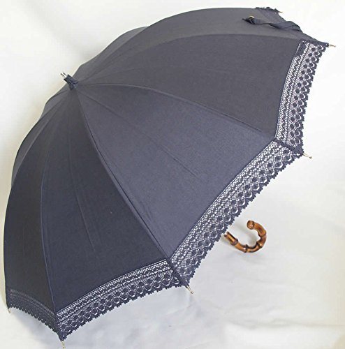 【新品】前原光栄商店　ブラック レース縁取り 長傘 日傘　47cm Amazon.co.jp: 前原光栄商店 前原傘 レース日傘（UVカット加工