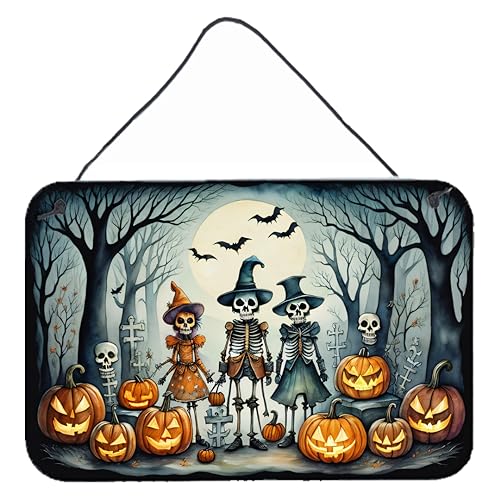 Caroline's Treasures DAC2227DS812 Calacas Skeletons Spooky Halloween Wall or Door Hanging Prints Aluminum Metal Sign Kitchen Wall Bar Bathroom Plaque Home Decor, 8x12, Multicolor