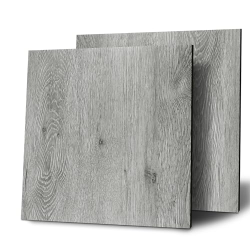 Yenhome 35 Piezas Placas de Suelo Vinilo Autoadhesivo Imitacion Madera Gris Oficina 30x30cm Vinilo Suelo Cocina Autoadhesivo Madera Suelos de PVC Adhesivo Gris Pasillo Comedor Dormitorio Salon
