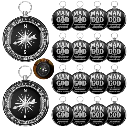 25 Pcs Father's Day Gift for Church Bulk Man of God Christian Gifts Mini Religious Compass Bible Verse Souvenir Travel Themed Party for Nautical Dad Pastors Church