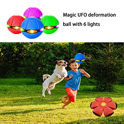 2 Pack Pet Toy Flying Saucer Ball For Dogs, Ufo Magic Ball Dog Toys With Lights, Fun Puppy Interactive Toy Light Up Flying Saucer Balls (6 Lights, Blue/Red) #TOP1