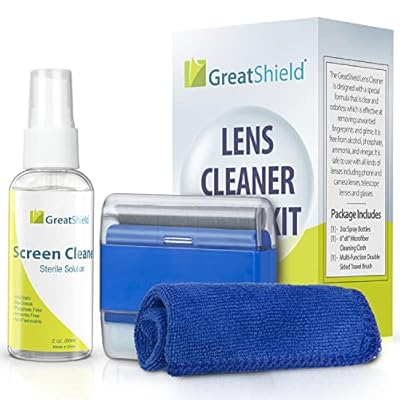 GreatShield Universal Screen Cleaning Kit, Microfiber Cloth + 2 Sided Brush + Non-Streak Solution Spray [for TV, Laptops, PC Monitors, Smartphones, Tablets, Camera, Keyboard and Other Electronics]