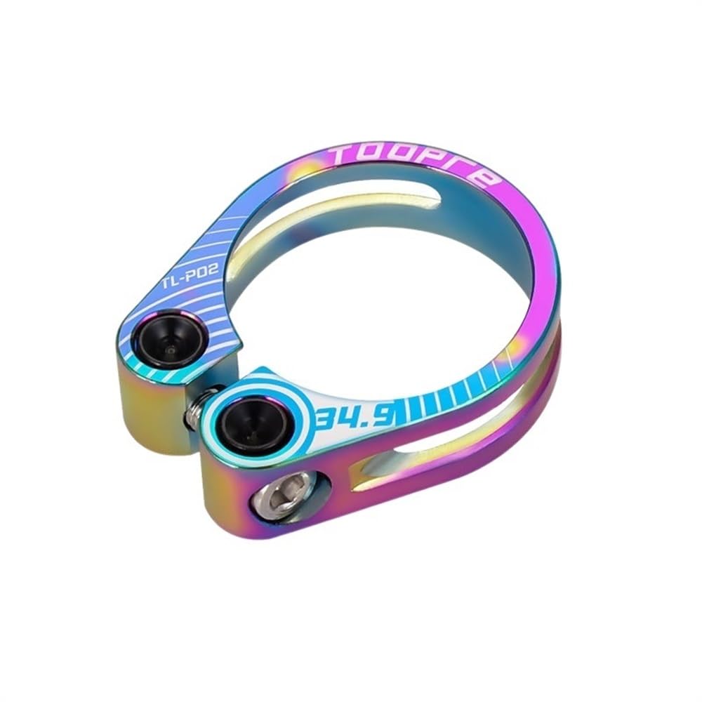 Bike Seat Clamp 31.8/34.9mm Aluminium Alloy Bike Seat Clamp Hollow Locking Mountain MTB BMX Road Bicycle Seatpost(34.9mm-Colorful)