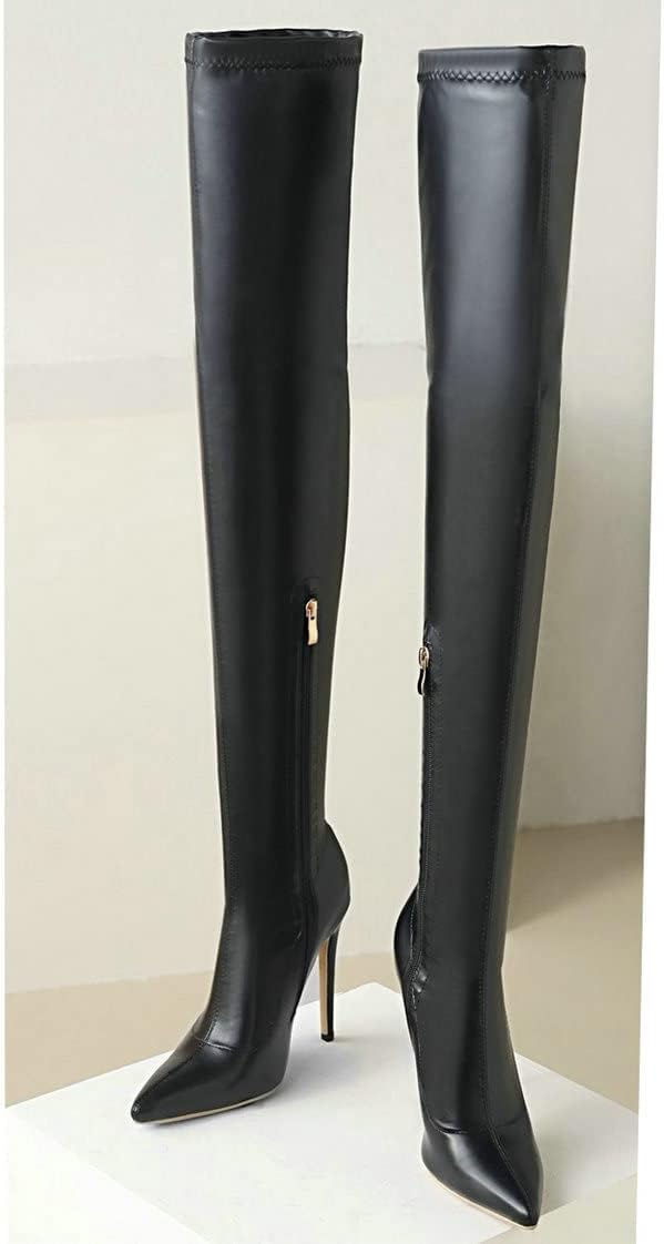 BEAUPAS Women's Over The Knee Thigh High Boots Stiletto High Heels Pointed Toe Boots Shoes