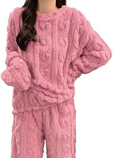Cigain Women's Fur Long Sleeve Nightsuit Set | Regular Fit Warm Top and Pyjama Set | Winter Wear Sweatpant Set for Women Price In India