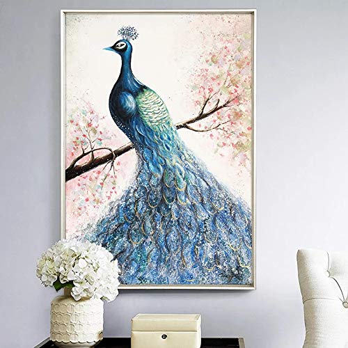 Toile paon moderne art abstrait animaux peinture salon décoration murale 70x100cm
