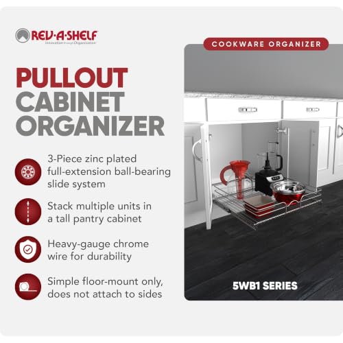 Image of Rev-A-Shelf Pullout Drawer Organizer for Kitchen Cabinets, 24 inch x 22 inch