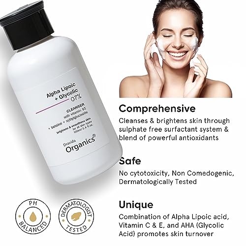 Image of Alpha Lipoic Acid for Glowing Skin | 7% Ala & Aha Brightening Face Wash for Exfoliation| With Vitamin B5 for Hydration, Glycolic Acid| For Men & Women, 100 ml