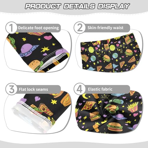 ALAZA Girls' Leggings Children's Yoga Pants Skinny Printed Dance Pizza Hamburger Chips Comfortable 4T2