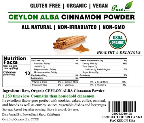 1 LB(16oz) CEYLON ALBA GRADE Cinnamon Powder 100% ORGANIC PURE Premium CEYLON ALBA GRADE Cinnamon Powder, SRI LANKA
