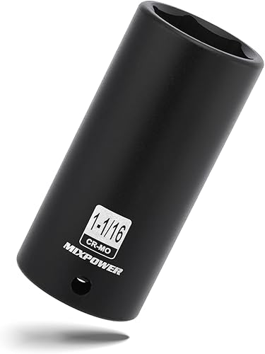 Miniatura 131 de MIXPOWER Enchufe de impacto profundo de 1/2", CR-MO, 1.417 in, métrico, 6 puntos, tuerca de eje de grado de impacto para una fácil extracción