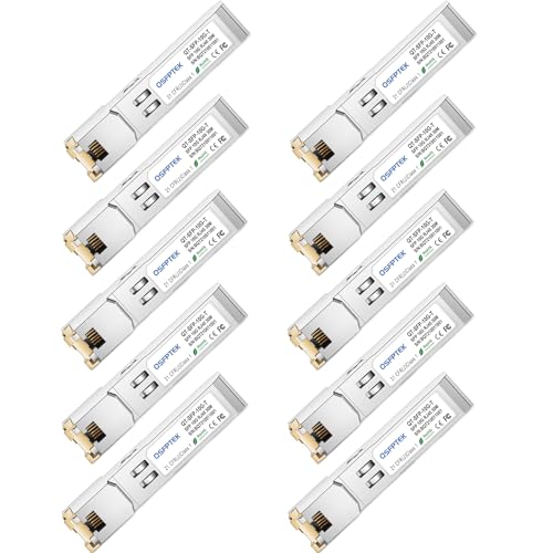Image of QSFPTEK 10GBASE-T SFP+ to RJ-45, 10Gbe SFP Copper Ethernet Module Networking Transceivers Mini gbic Compatible for SFP-10G-T RJ-45 30m and Other Open Switch, 10pcs