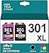 Price comparison product image 301XL 301-XL Ink Cartridges Remanufactured Replacement for HP 301 Ink Cartridges Combo Pack XL for HP ENVY 4500 5530 4504 4502 OfficeJet 4630 4632 2620 DeskJet 2540 2544 2549 3050A (1 Black, 1 Colour)