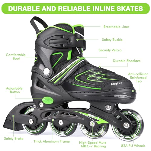 Image of Adjustable Inline Skates, Outdoor Blades Roller Skates with Full Illuminating Wheels for Kids and Adults, Women, Girls and Boys