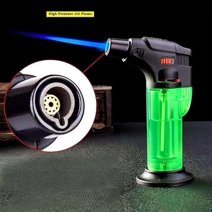 Image of Jet Blow Torch Refillable Windproof Butane Gas Igniter | Strong Fire Starter for Kitchen BBQ Candle Camping | Adjustable Heat, Durable & Portable Multi-Purpose Tool