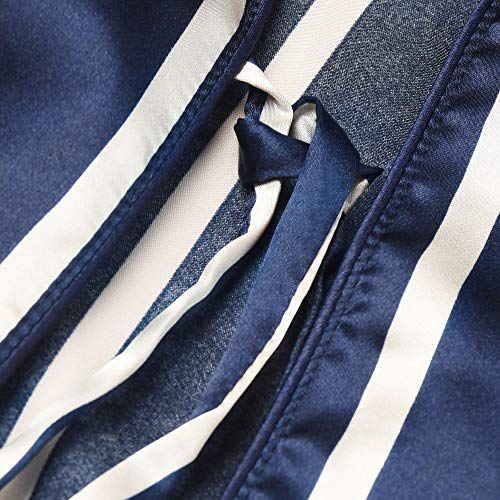 Lonxu Mens Silk Satin Bathrobe Robe Nightgown Blue L #TOP5