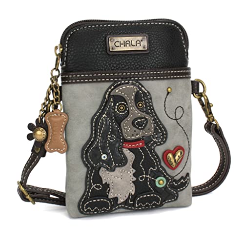 Image of CHALA Dog Collection Cell Phone Crossbody Purse-Women PU Leather /Canvas Multicolor Handbag with Adjustable Strap