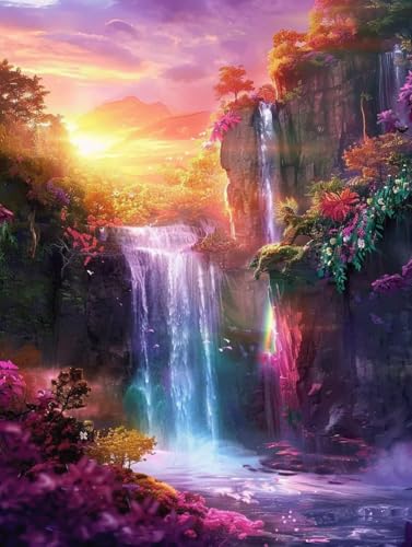 Peinture par numéro enfant et adulte coucher de soleil d'automne pour activité créative salon