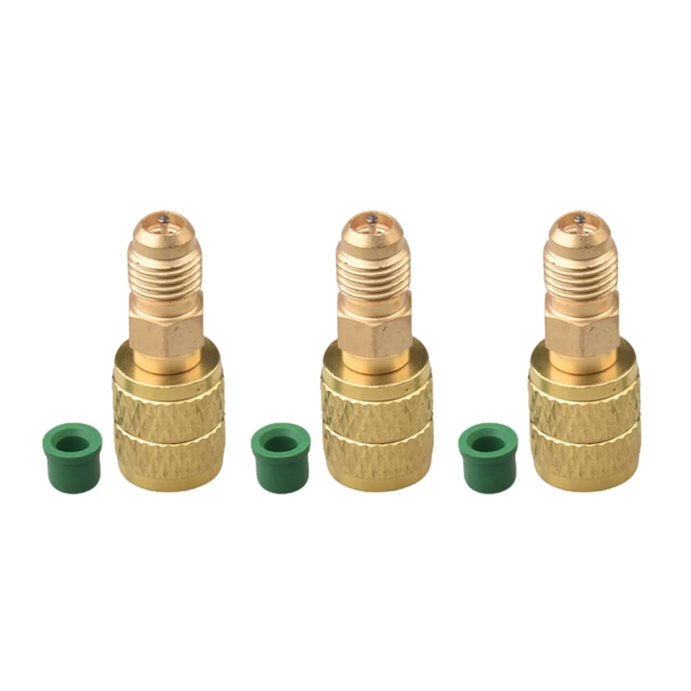 UDSKNV[KSL for R32 R454B Refrigerant Brass Adapter,1/4 Inch Female to 1/4 Inch Male Reverse Thread, for R32 R454B Refrigerant Tanks Split