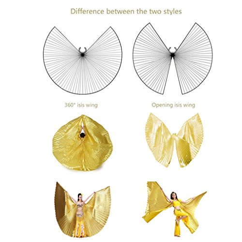 MUNAFIE Belly Dance Isis Wings with Sticks for Adult Belly Dance Costume Angel Wings for Halloween Carnival Performance Rainbow