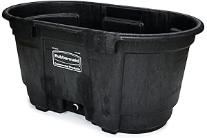 Rubbermaid Structural Foam Stock Tank for Livestock, Cattle, Homemade Hot Tub, Pet Cleaning, 100 Gallon