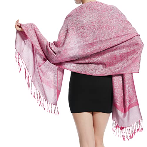 Jacquard Paisley Pashmina Shawl Wrap Elegant Double-Sided Two Tone Vintage Scarf2